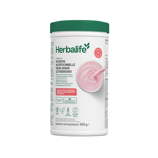 • Erdbeere & Wassermelone → Herbalife Formula 1 Shake Erdbeere Wassermelone 550g – Saisonale Edition